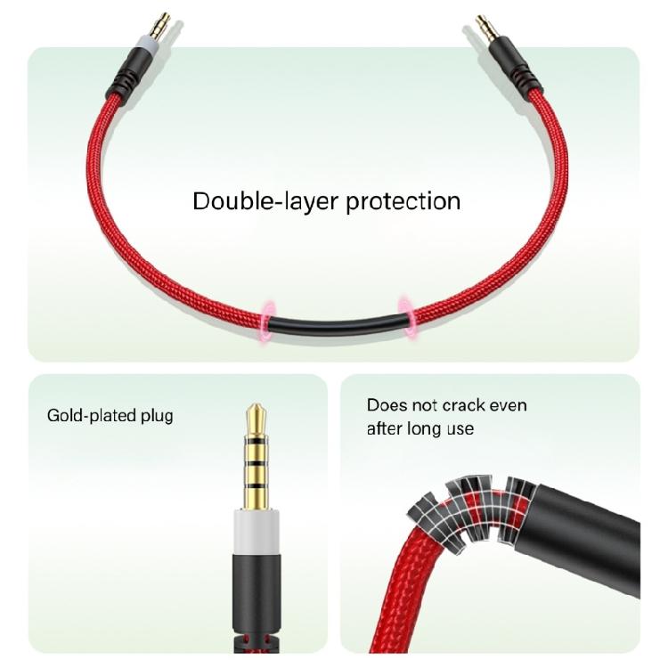 Reinforced Braide Replacement Audios Cable Durability Stable Signal Transmission for Headsets 3.5mm Auxiliary Cord