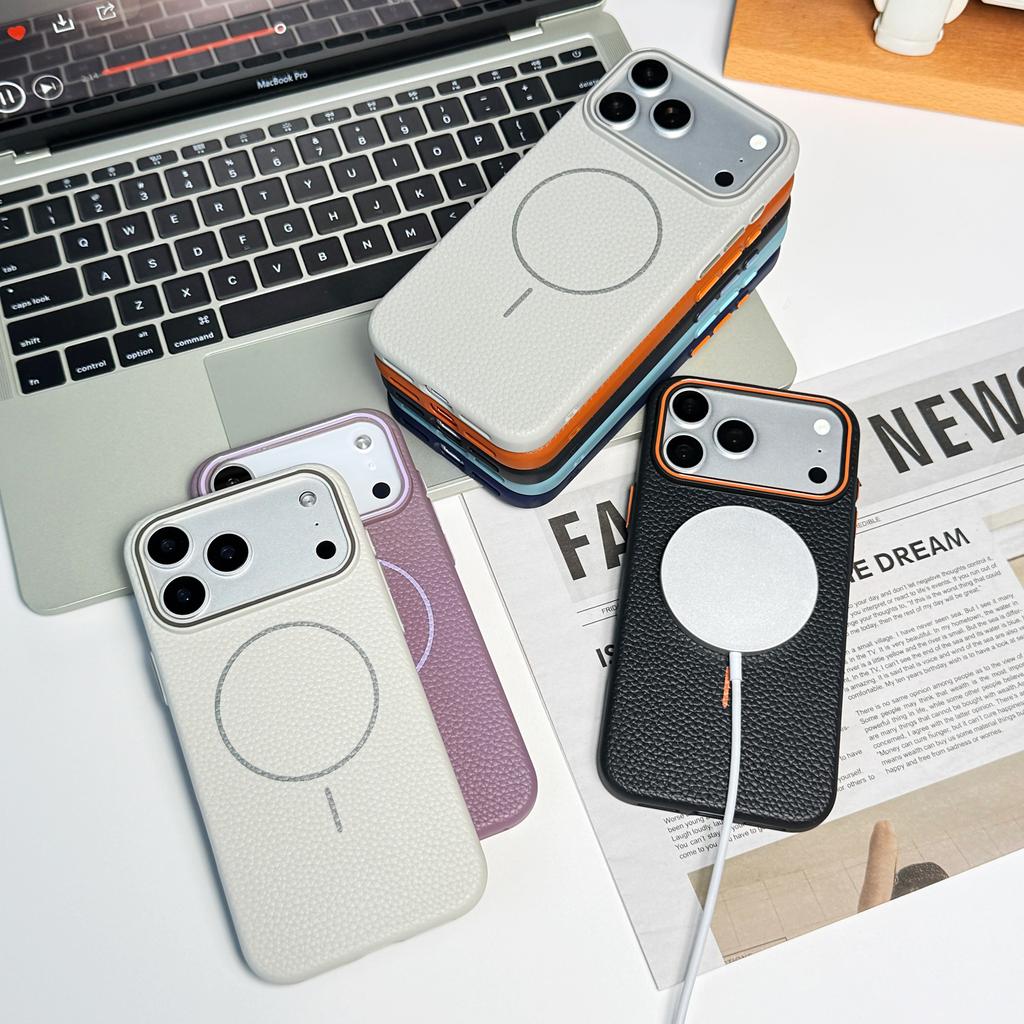 Frosted Lichee Patterned Magnetic Phone Case For iPhone 17 Air 16 16E 15 14 13 12 11 Pro Max Plus For Magsafe TPU Soft Cover