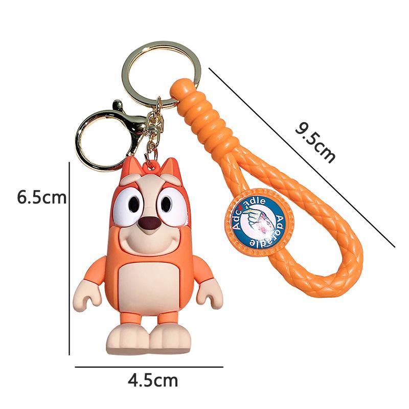 Bluey And Bingo Cute Cartoon PVC Model Dolls Keychain Car Keyring Decoration Backpack Pendant Children Birthay Gift
