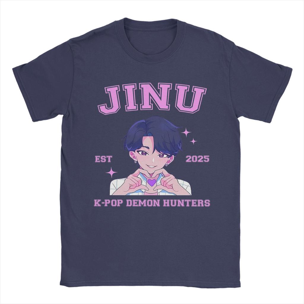 JINU Saja Boys Kpop Demon Hunters T-Shirt Men  Vintage Pure Cotton Tee Shirt O Neck Short Sleeve T Shirt Adult Tops