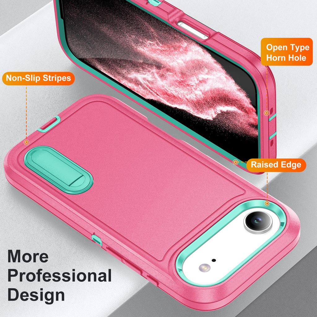 For iPhone 17 Air Case Case Kickstand Phone Cover PC+Silicone+EVA 3-in-1 Design