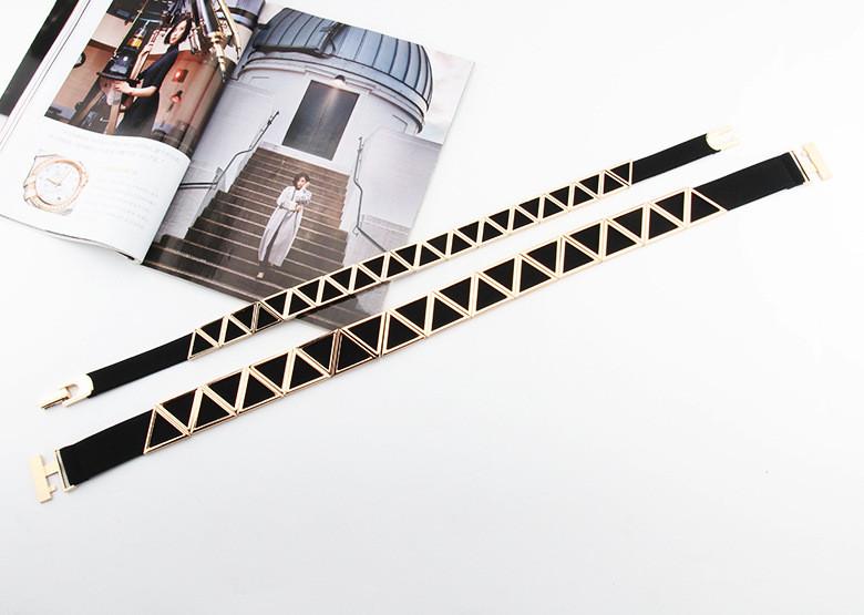 Fashion Metal Triangle Splicing Design Women Slim Waist Belt For Long Dress And Special Occasions