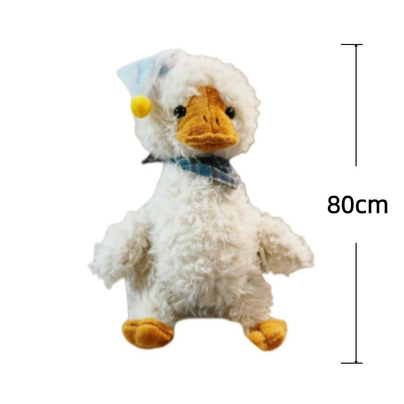 364880Cm Nightcap Duck Plush Toys Cute White Duck Stuffed Doll Soft Accompany Sleep Toy Room Decor Toys Birthday Gifts