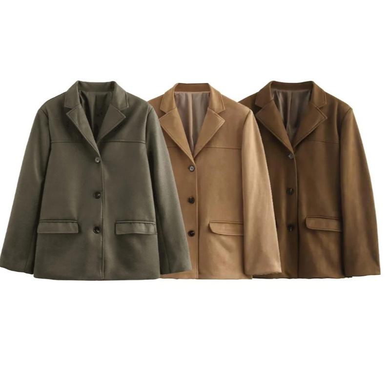 2025 Women Vintage Suede Jacket Autumn Winter New Suede Demi-season Warm Jacket