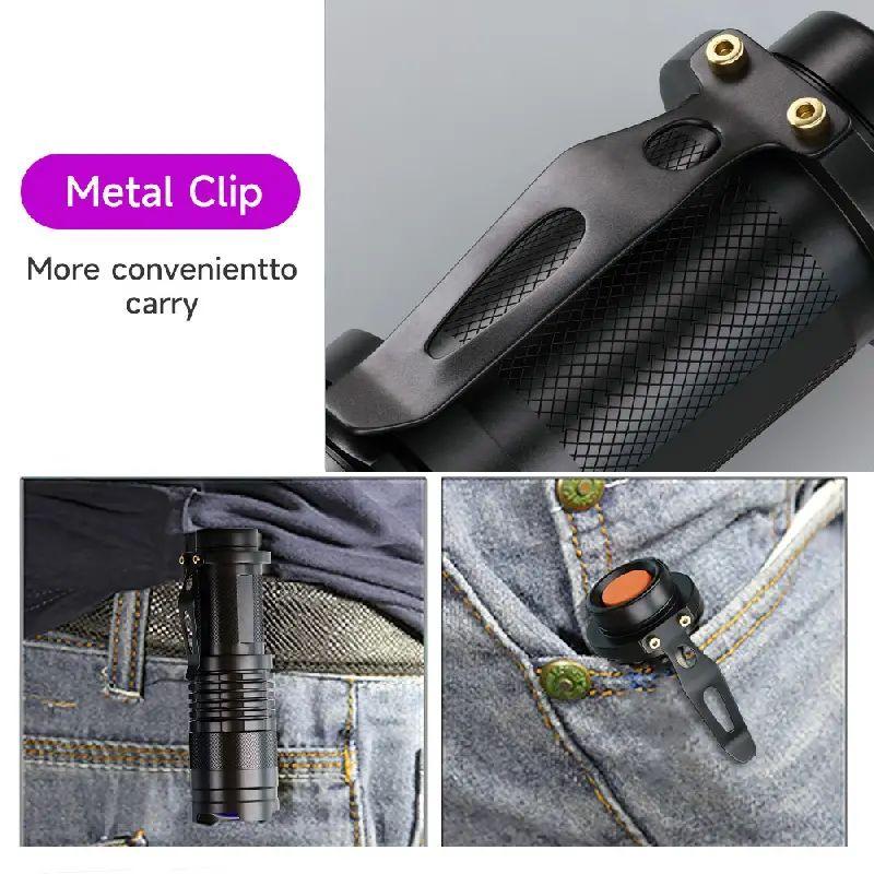 UV Powerful LED Flashlight 395nm Ultraviolet Torch Aluminium Alloy Purple Light Waterproof Self Defense Marker Checker Detector