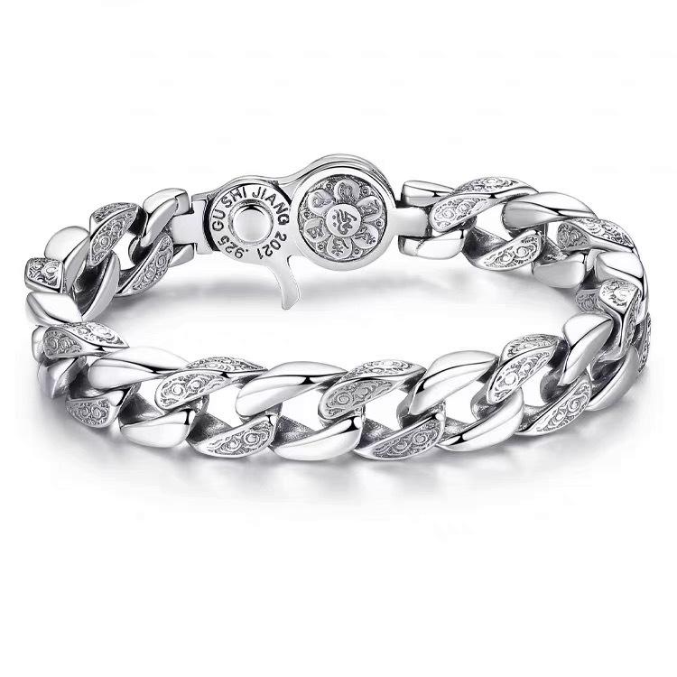 Xiangxu Men's Rotatable Mantra Bracelet - Trendy Wide Retro Hand Jewelry