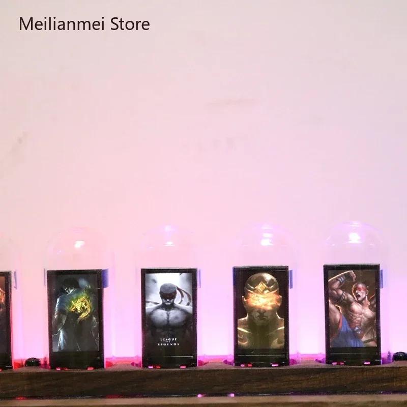 IPS Nixie Tube RGB Digital Led Glow Tube Clock Wood Luxury Creative Electronic Desktop Clocks Vacuum-tube Watches Ornaments Gift