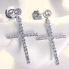 CAOSHI Stylish Women Drop Earrings with Cross Design Dazzling Tiny Zirconia Luxury Party Accessories Exquisite Female Zircon