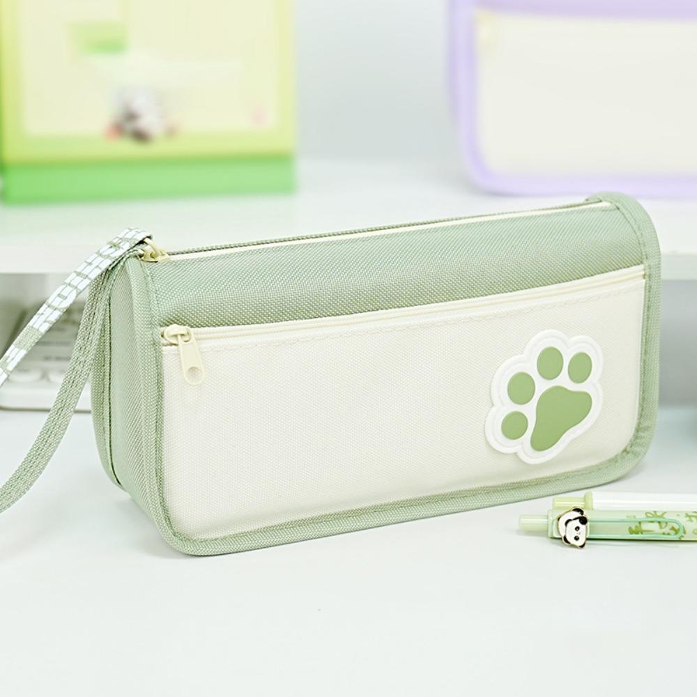 

Double Layer Pen Bag Large-capacity Stationery Bag Cute Pencil Case зелений
