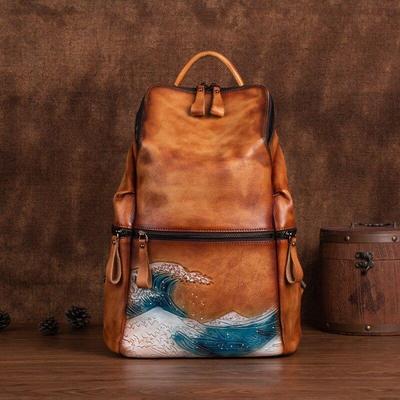 Damen-Rucksack aus echtem Leder, große Kapazität, Outdoor-Reisetaschen und Rucksäcke aus natürlichem Rindsleder