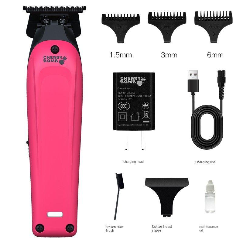 CB Cherry Punk Bear Pink Oil Head Electric Clipper Professional Gradient Hair Clipper Hair Salon Hair Saloon Dedicated Clippers Punk Bear Pink Engraving + Free Stickers