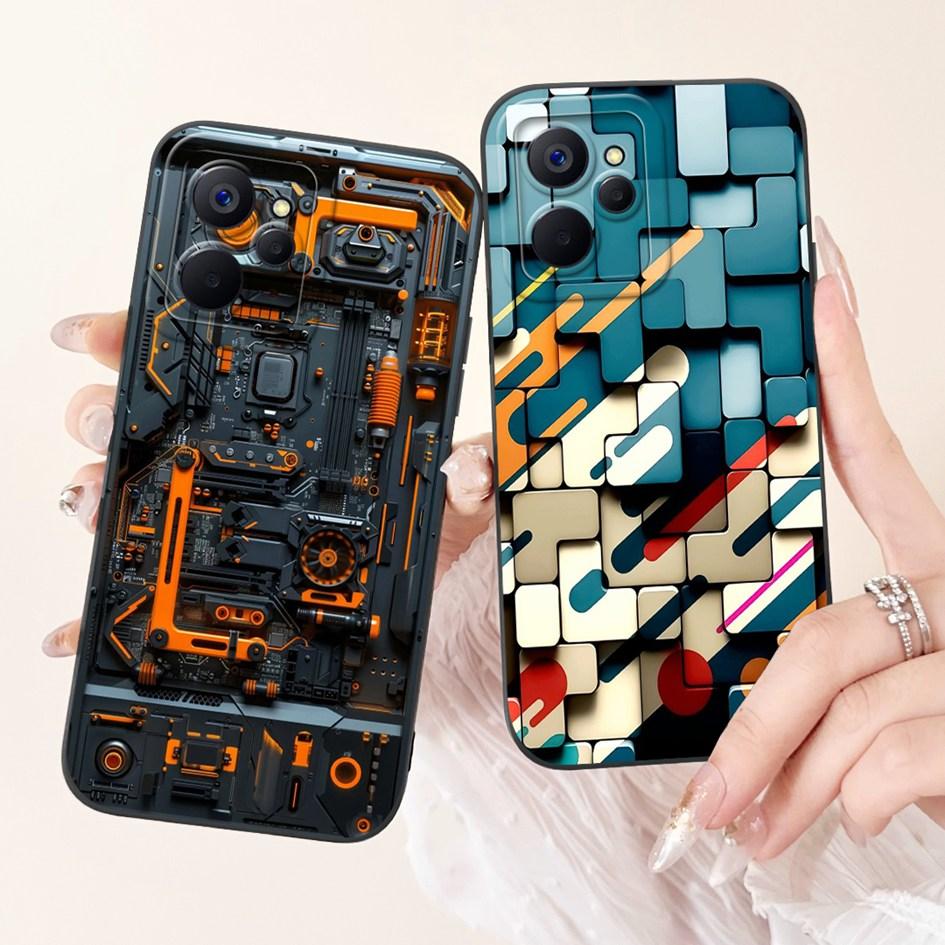 For Realme 9i Case Cool Fashion Flower Marble Sunset Soft Liquid Silicone Lens Protective Cover For Realme 9i 5G Realme9i Bumper