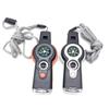 Multifunctional 7-in-1 Survival Whistle with LED Light, Thermometer, and Compass