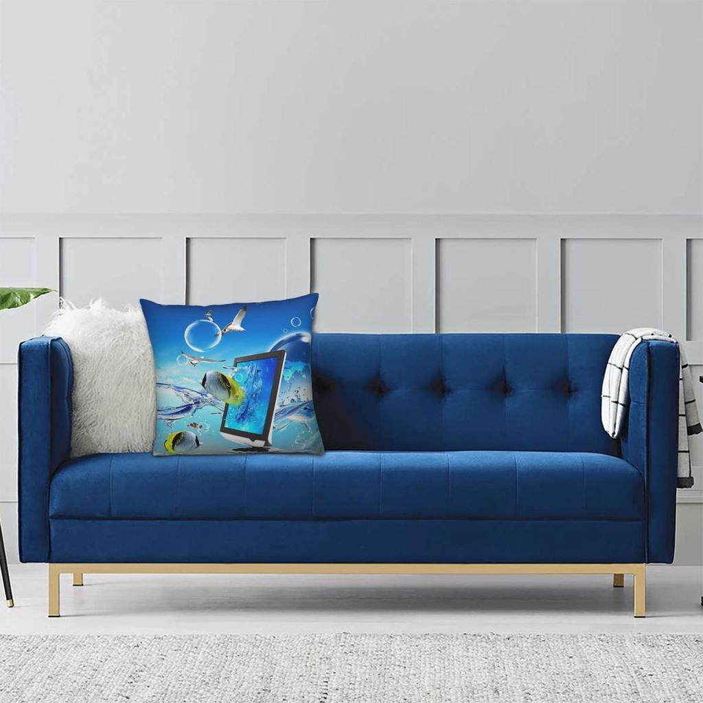 Frutiger Aero Aesthetic Fish Pillow Cover Kawaii Pillow Case Soft Graphic Cushion Cover Pillowcases For Living Room Chair