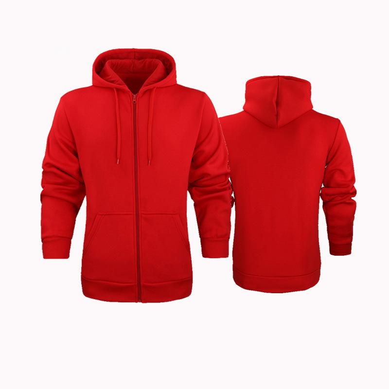 2026 Hooded Zipper Men s Slim Hooded Sports and Casual Long Sleeve Sweatshirts M красный