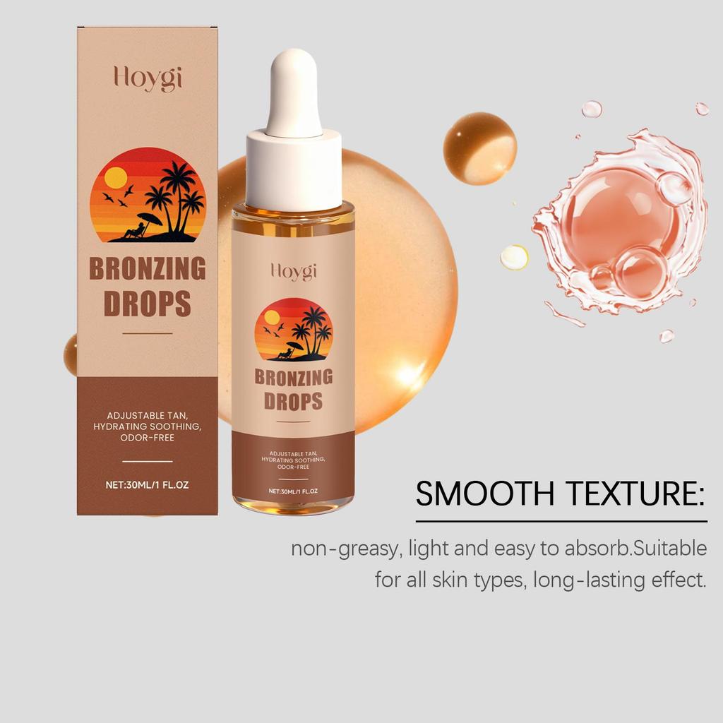 Sunless Tanning Drops Bronzing Drops for Face Gradual Natural-Looking Tan Mixable with Moisturizer Hydrating & Nourishing Vegan