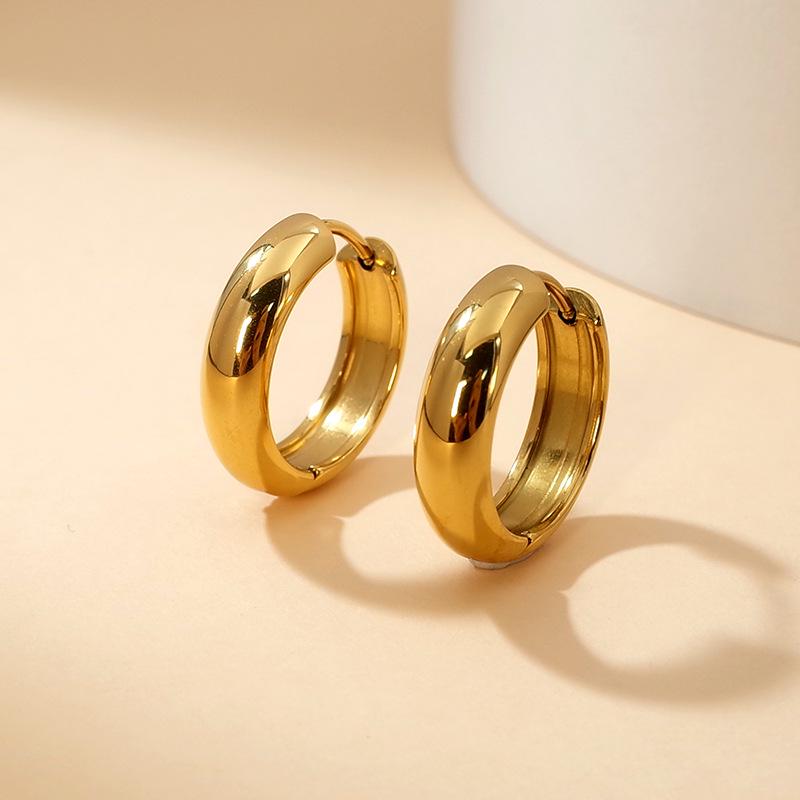 Trendy Titanium Steel Minimalist Hoop Earrings: Polished, Lightweight, Versatile, and Fashion-Forward for Men and Women