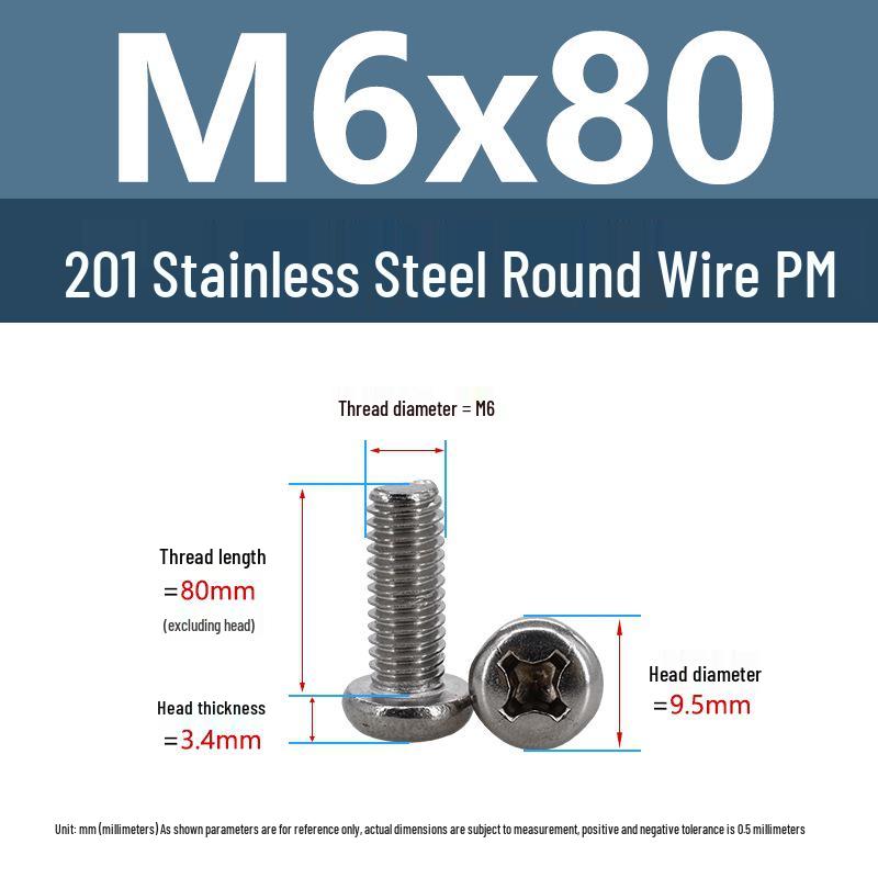 Yigu Yigu Stainless Steel Phillips Round Head Machine Screws M2-M8