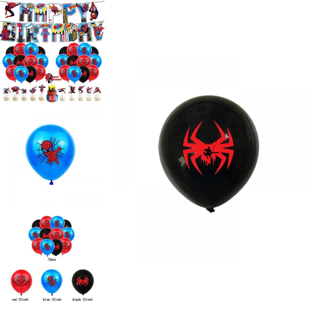 Spiderman Birthday Party Supplies Kit Quick Setup And Tear Down Festive Decor Pull Flags Cake Inserts Mixed Color Balloons!