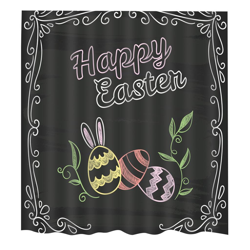Custom Fashionable Design Happy Easter Waterproof Fabric Polyester Shower Curtain - as picture,