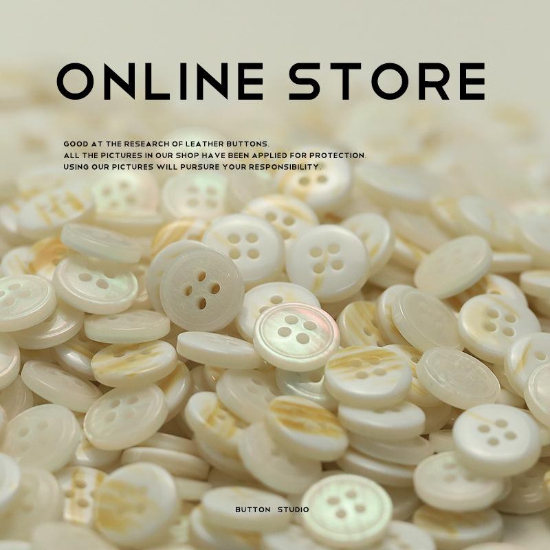 Imitation Shell Four-Eye Button-Up Shirt Top Sleeve Collar Button Resin Knitted Cardigan Sweater Dress Button