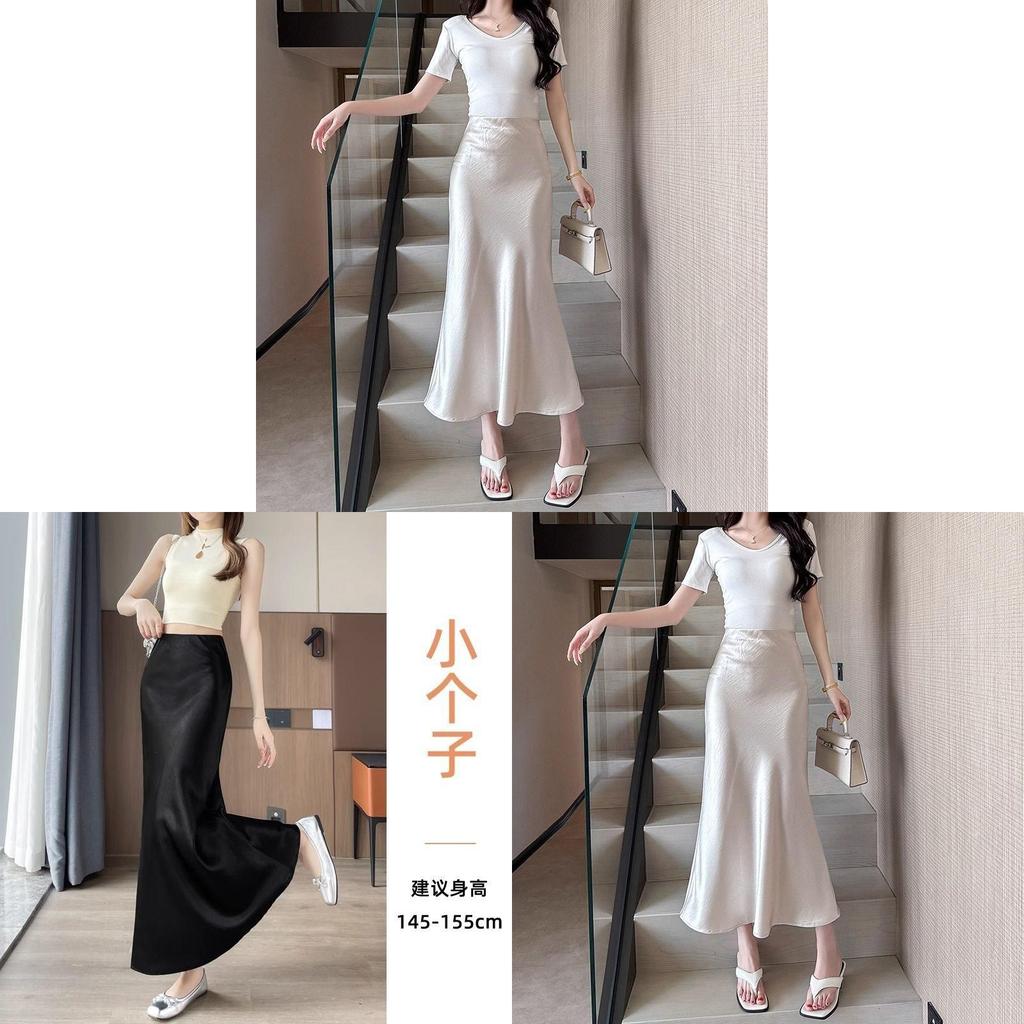 Satin Fish Tail Skirt With High Waist For Women Spring Stylish Pencil Skirt
