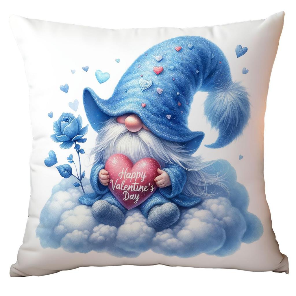 Valentinstag Kissenbezug Blau Aquarell Zwerg Kleiner Mann Kissenbezug Zuhause Sofa Kissenbezug