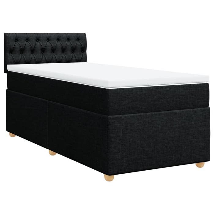 Maison Exclusive - Sommier à lattes de lit avec matelas Noir 90x190 cm Tissu