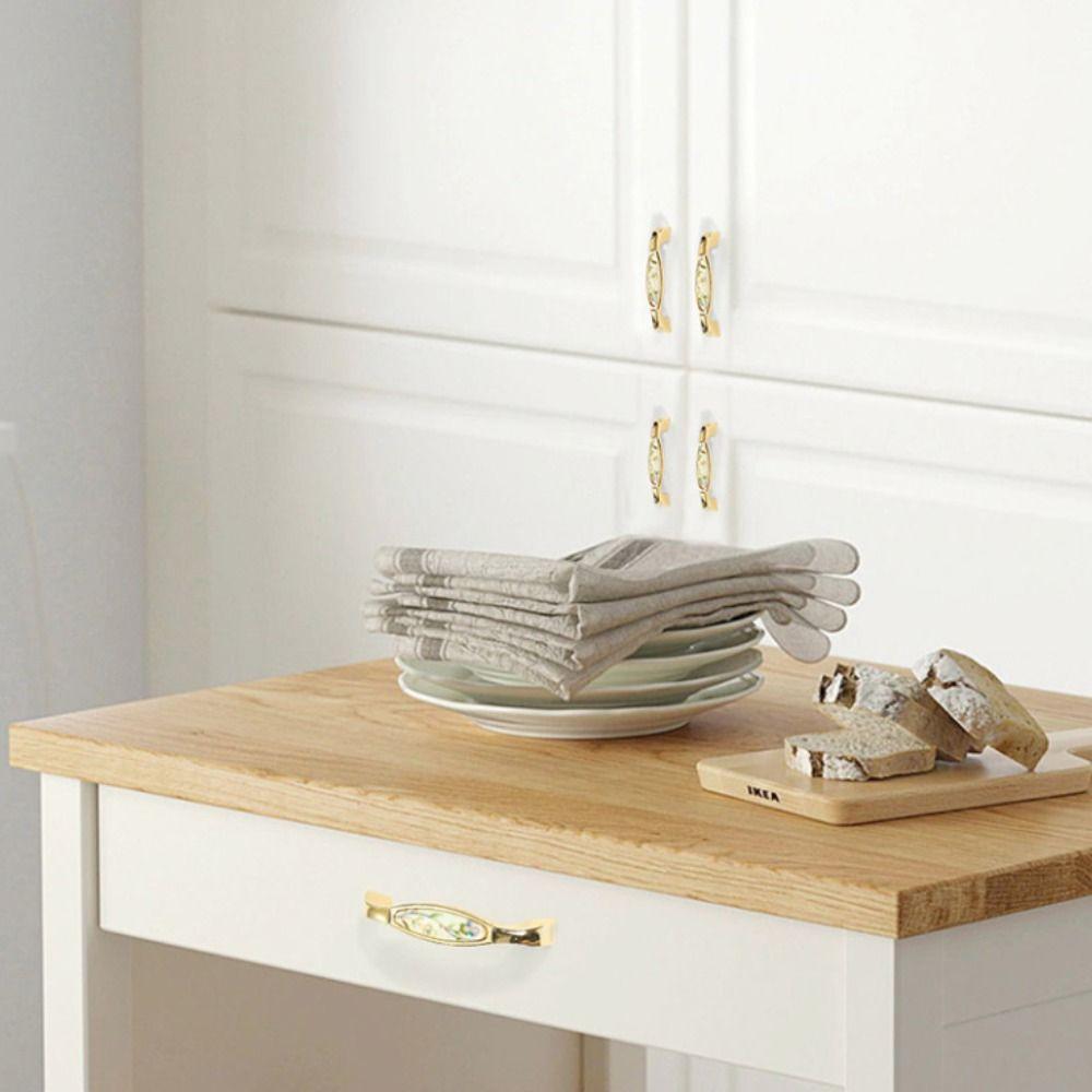 Zinc Zinc Zinc Alloy Gold Kitchen Cabinet Handle Light Luxury Ceramic Drawer Pulls  Wardrobe