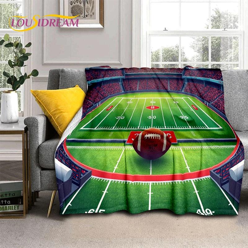 3D Rugby Field Rugby American Football Cartoon 2026 Soft Blanket,Soft Throw Blanket for Home Bedroom Bed Sofa Travel Cover Child