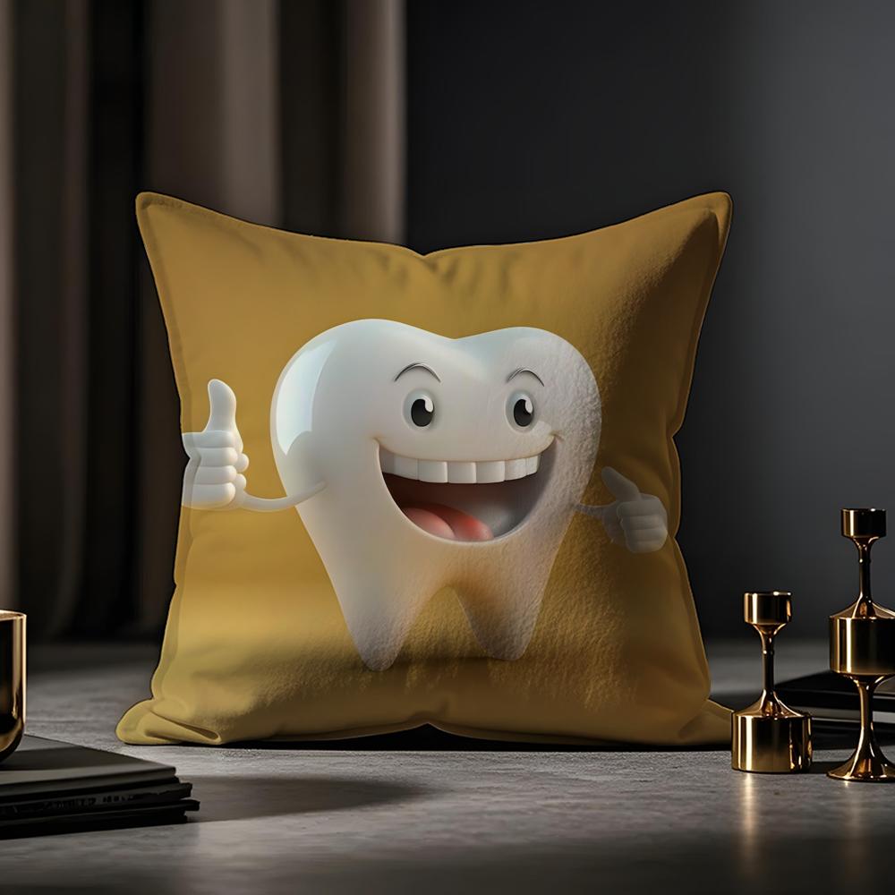 Cuscino per Divano Novità Clinica Dentale Dente Anime Federa Anti-acaro Cerniera Invisibile Morbido Peluche Corto