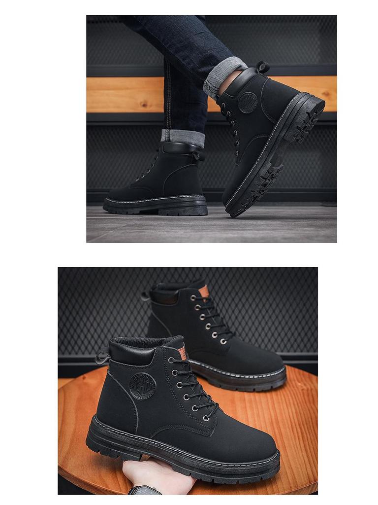 Pánské podzimní/zimní žluté martensky: Vysoké boty, Trendy, Protiskluzové, Odolné proti opotřebení, Korejský styl.