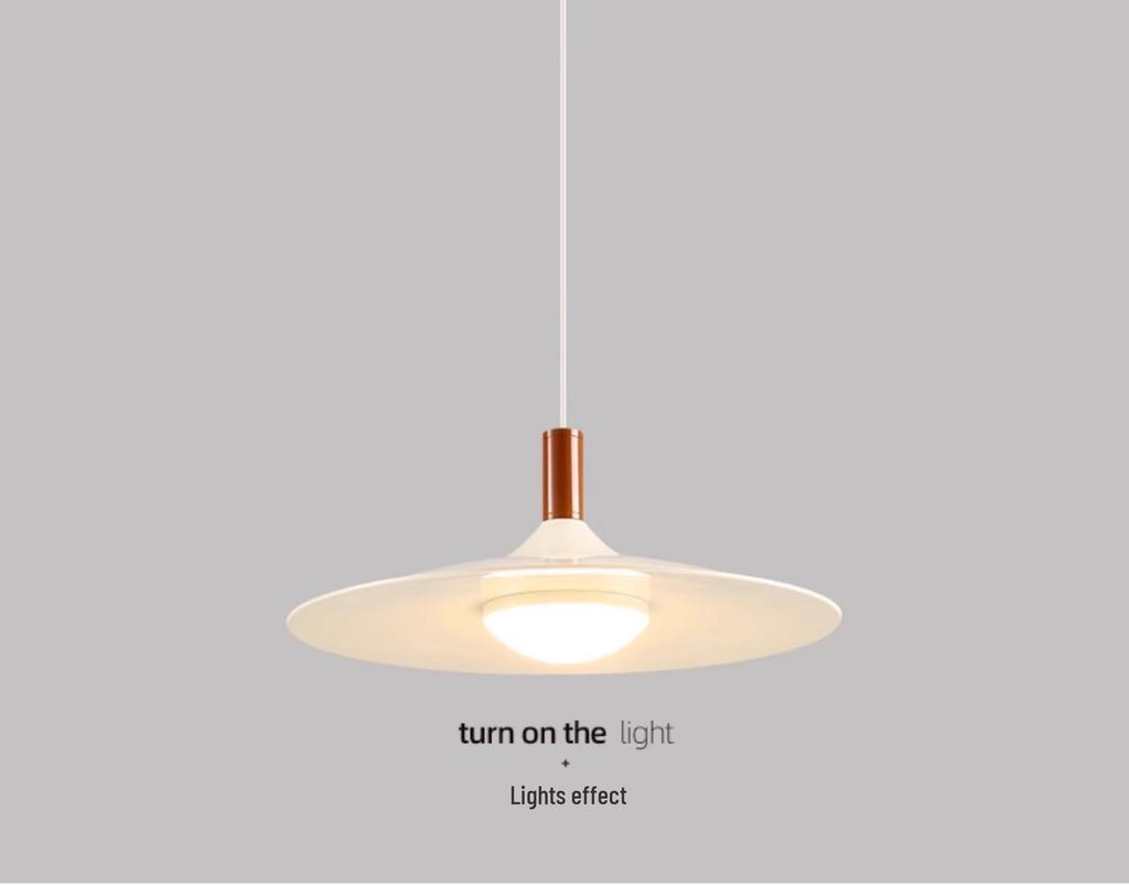 Nordic Walnut Three-Head Pendant Light for Dining, Bar, or Bedroom, Vintage UFO Style