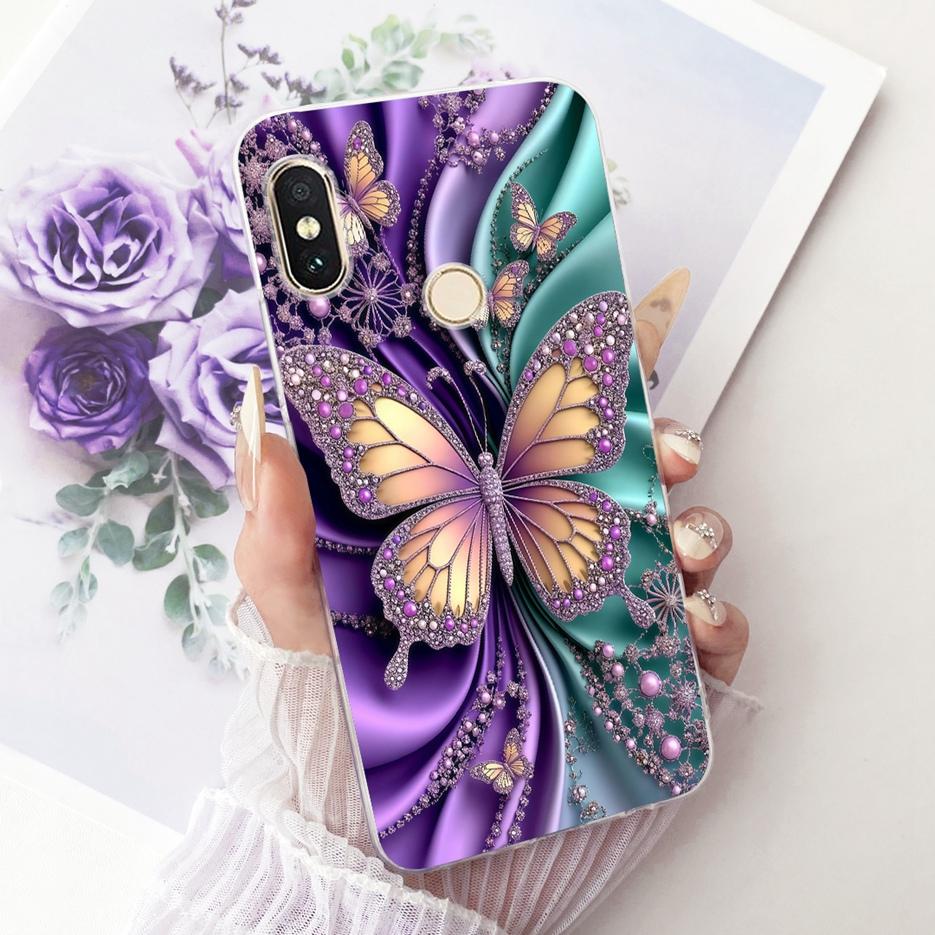 For Xiaomi Redmi Note 6 Pro Case Luxury Butterfly Tree Painted Cover Soft Silicone Case For Xiaomi Mi A2 Lite Redmi 6 Pro Fundas