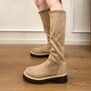 Women's High Boots Suede Designer Flats Sport Shoes Fashion Luxury Cozy Winter Botas New Walking Warm Chelsea Boots Femme