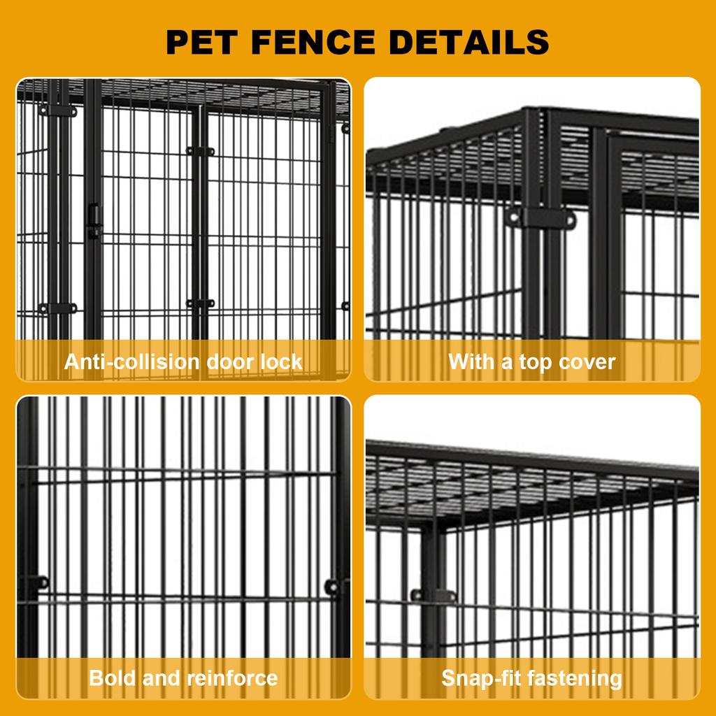 48 Inch Puppy Playpen Heavy Duty Metal Wire Dog Cage Kennel Stackable FoldableEVA Floor Protector Anti-Escape for Small Pet Rabb