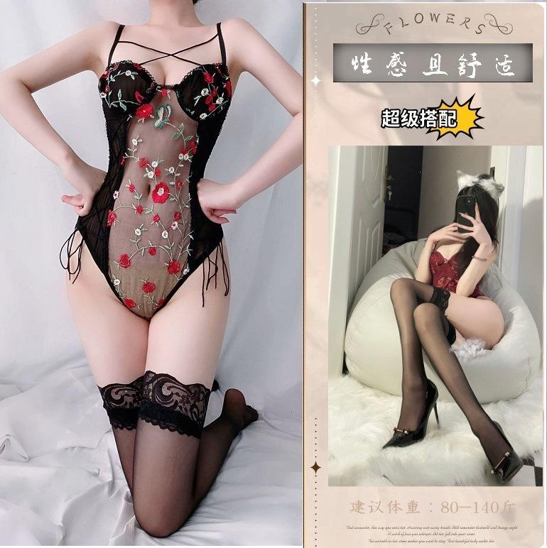 Cross-border sexy sex underwear women's mesh embroidery perspective sex fun pure passion set pajamas underwear