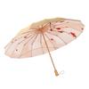 Triple Fold 16 Bone Titanium Hand Open Umbrella Retro Solid Wood Handle Parasol Vinyl Sunscreen Sun Umbrella Generation