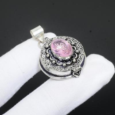 Pink Kunzite Genstone Handmade 925 Sterling Silver Pendant, Pink Kunzite Jewelry, Gifts For Women, Pink Kunzite Poison Box Pendant For Gifts