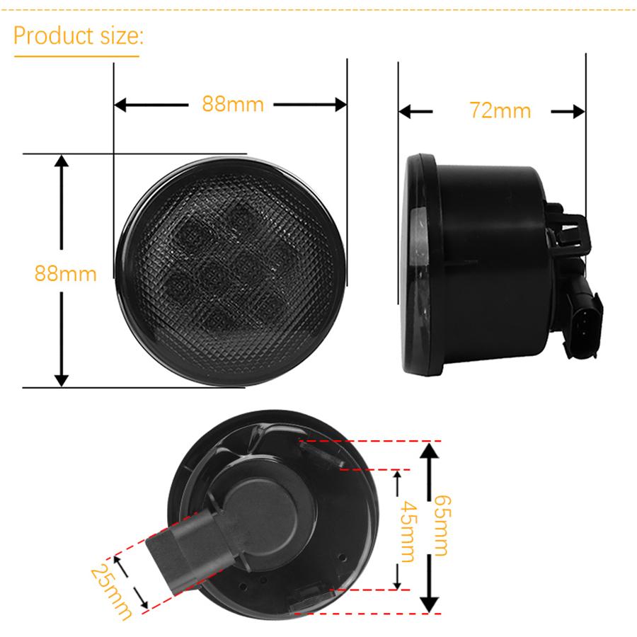 Pair LED Amber Grill Turn Signal Light for Jeep Wrangler JK 07-18 Halo Ring Angel Eye DRL Smoke Lens