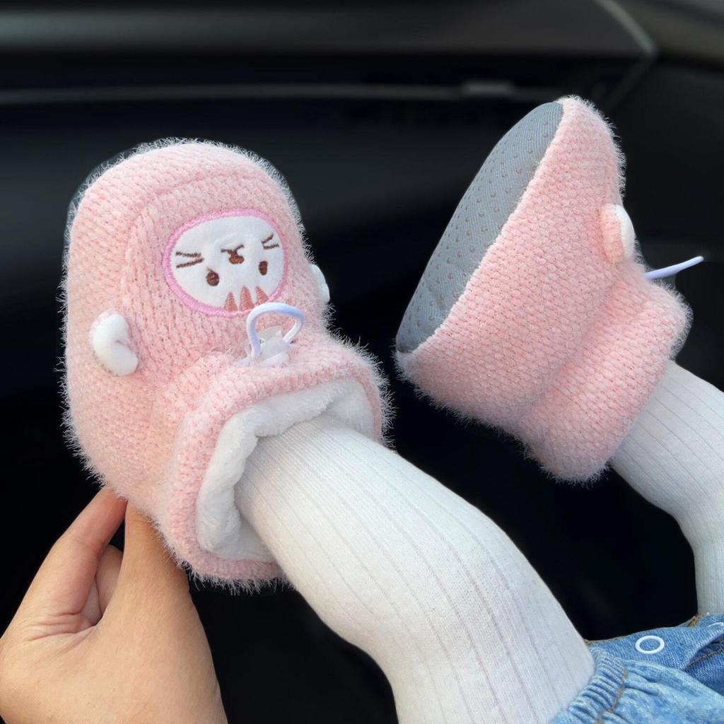 Winter Velvet-Lined Non-Slip Baby Shoes for Girls - Soft Sole, Warm Protection