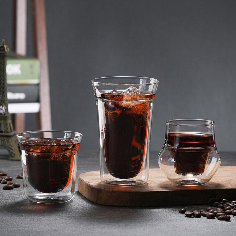 Insulated Glass Cup Double Wall Clear Espresso Coffee Mugs Handmade Beer Mug Tea Milk Glass Whiskey Glass Cups Drinkware