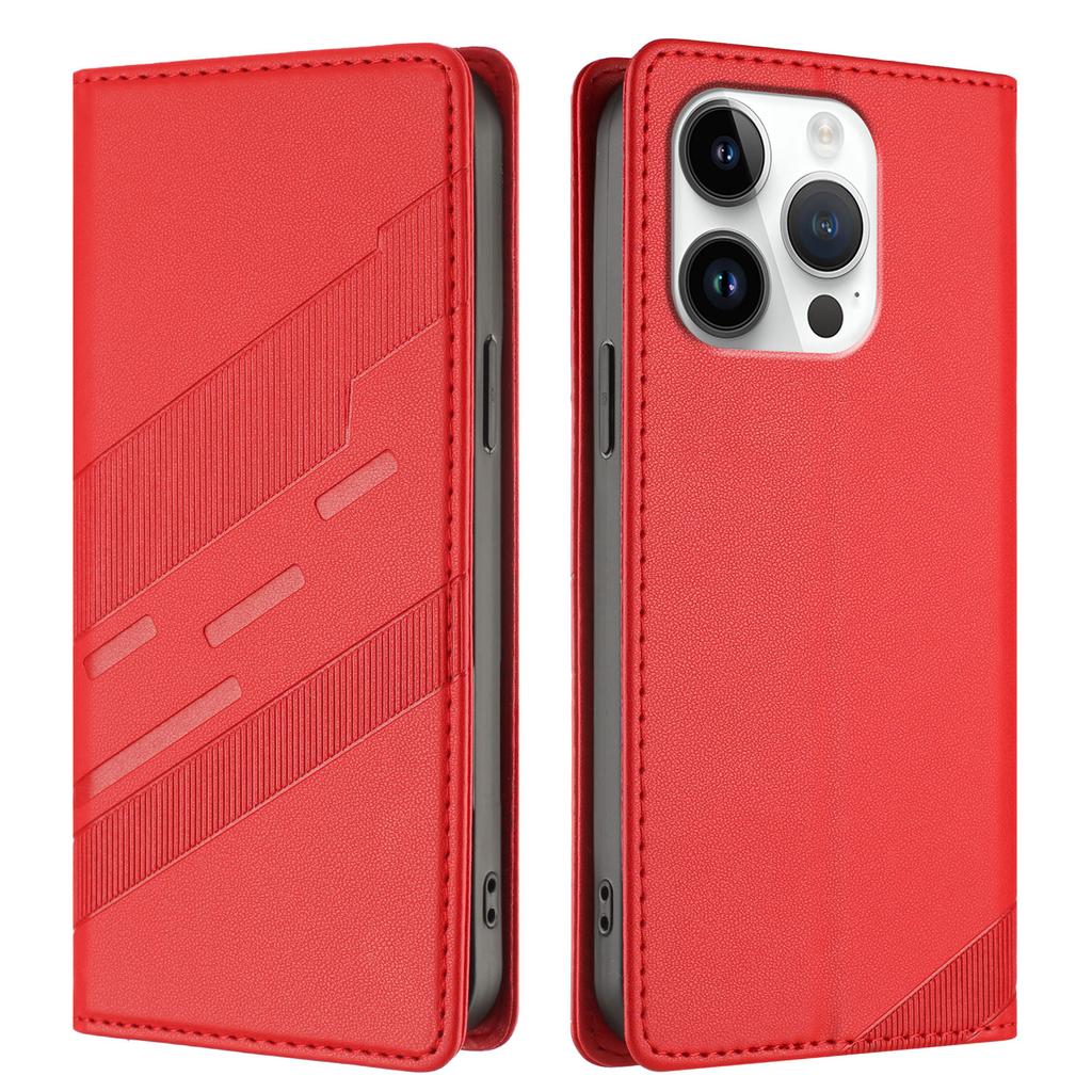 Für iPhone 16 Pro Handyhüllen Punk-Stil Geprägtes Wallet-Ständer Ledercover