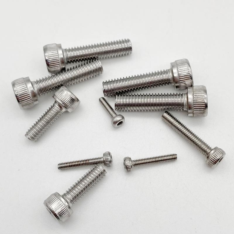 Blackened Knurled Cup Head Machine Screw - 304 Stainless Steel Inner Hexagon, Cylindrical Head, M1.4-M8 Bolt.
