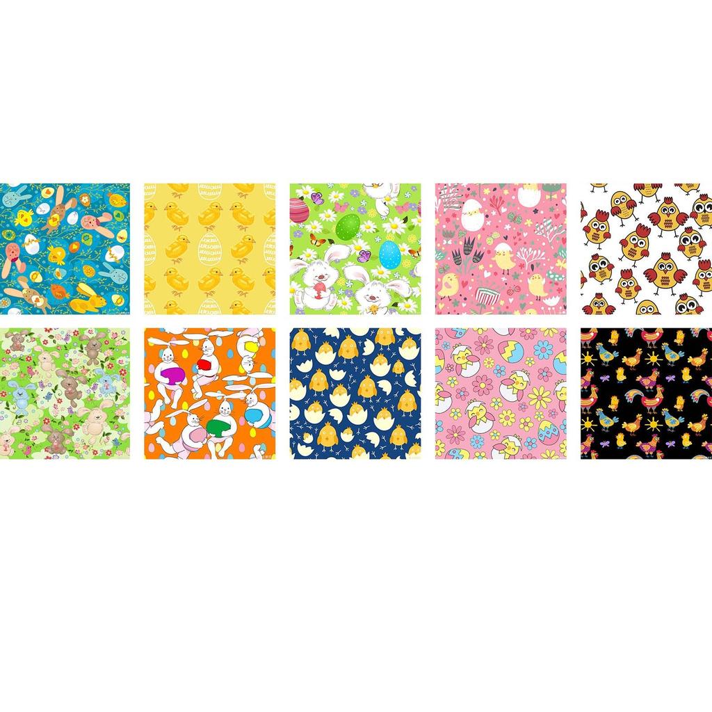 10 Stück DIY Bastelbedarf Ostern Frühling Hase bedruckte Stoffquadrate 10 Zoll