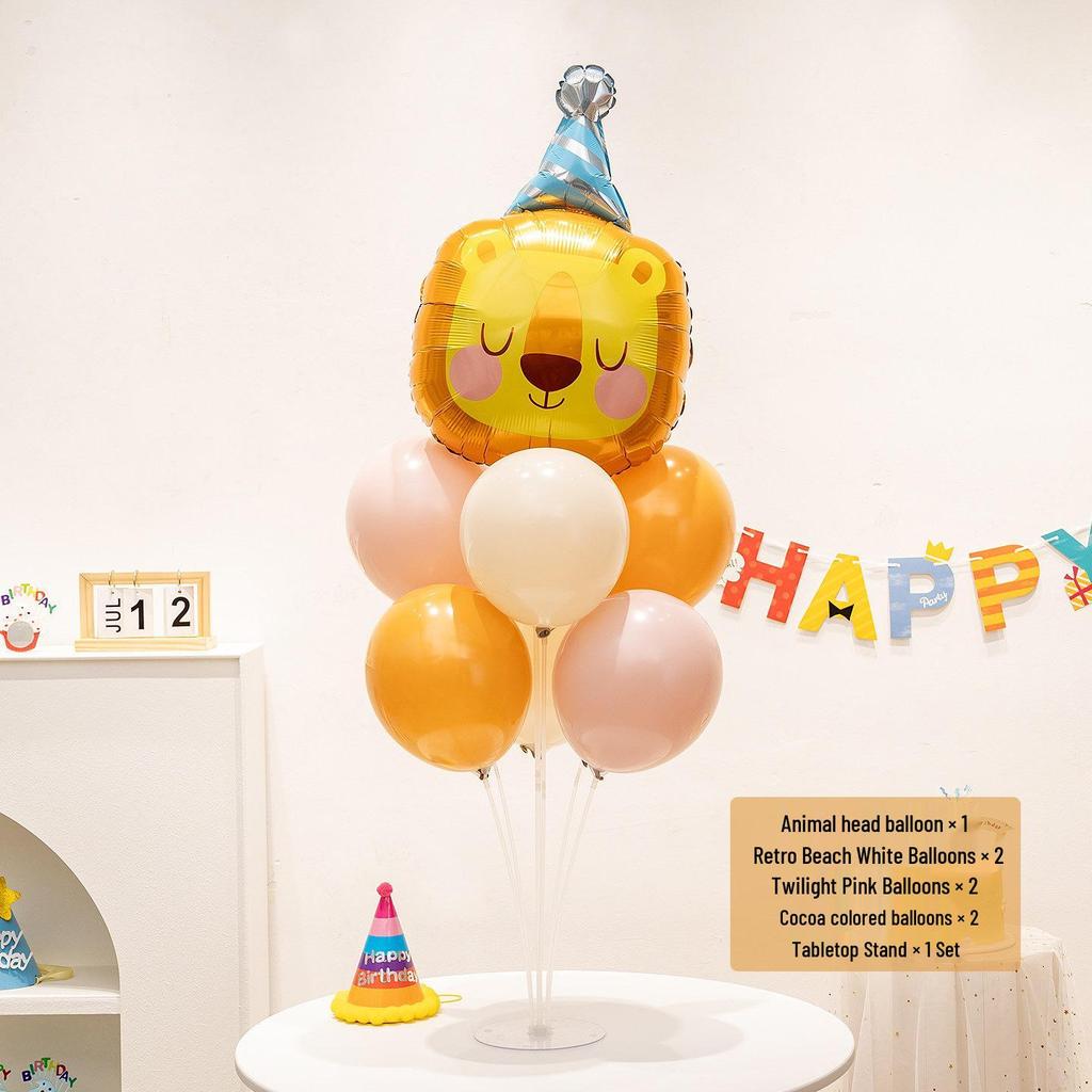 Cartoon Animal Birthday Table Decorations: June 1st Children's Day Balloons & Dessert Ornaments