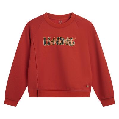 Sweat-shirt Li Ning Sports Lifestyle Series Coupe ample Col rond Broderie de lettres Femme AWDVB36-4
