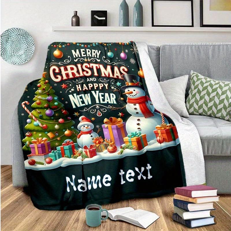 Christmas Decoration Customize Your Name Blanket Used For Chair Office Sofa Bed Camping Soft And Warm Giving Friends And Relatives Birthday Gifts
