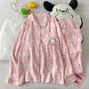 Cloud Cotton Cartoon Pajama Set: Long Sleeve Cardigan and Pants for Women
