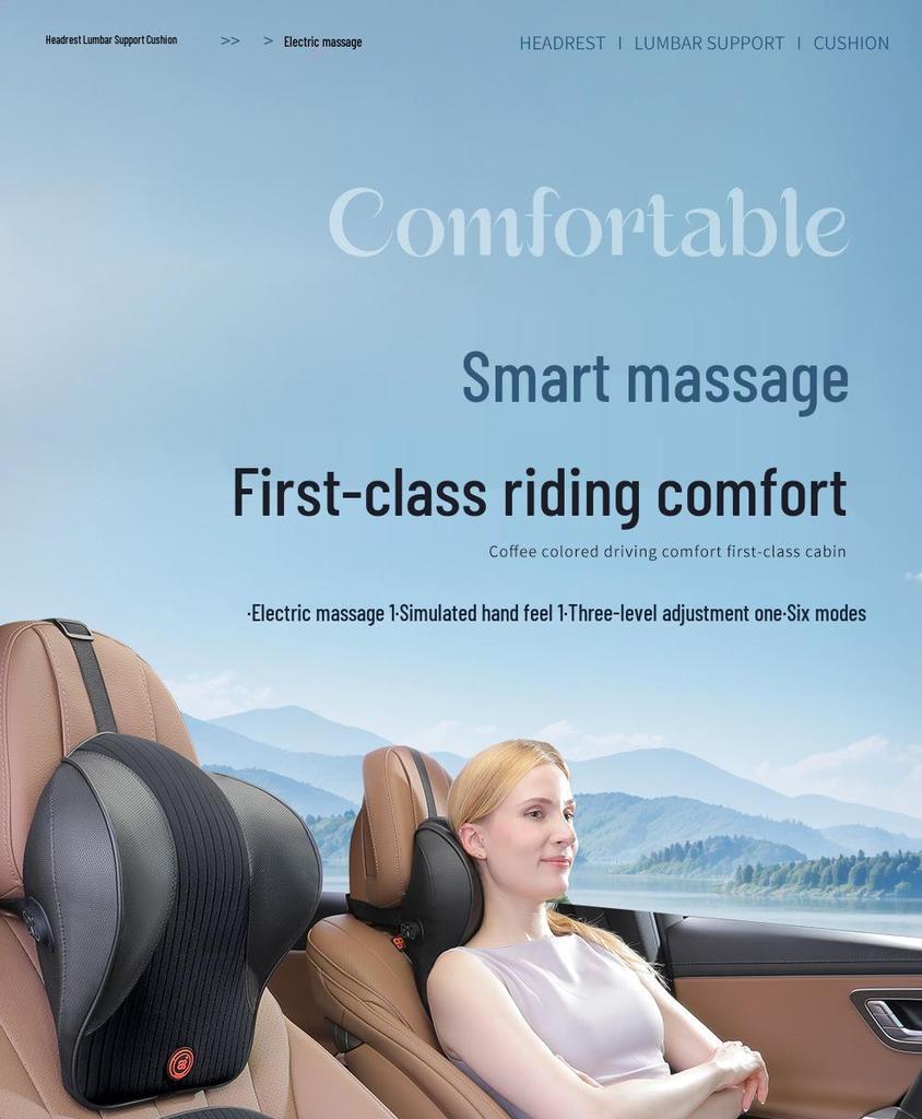 Electric Massage Lumbar Support Pillow - Memory Foam Car Seat Cushion with Remote Control.